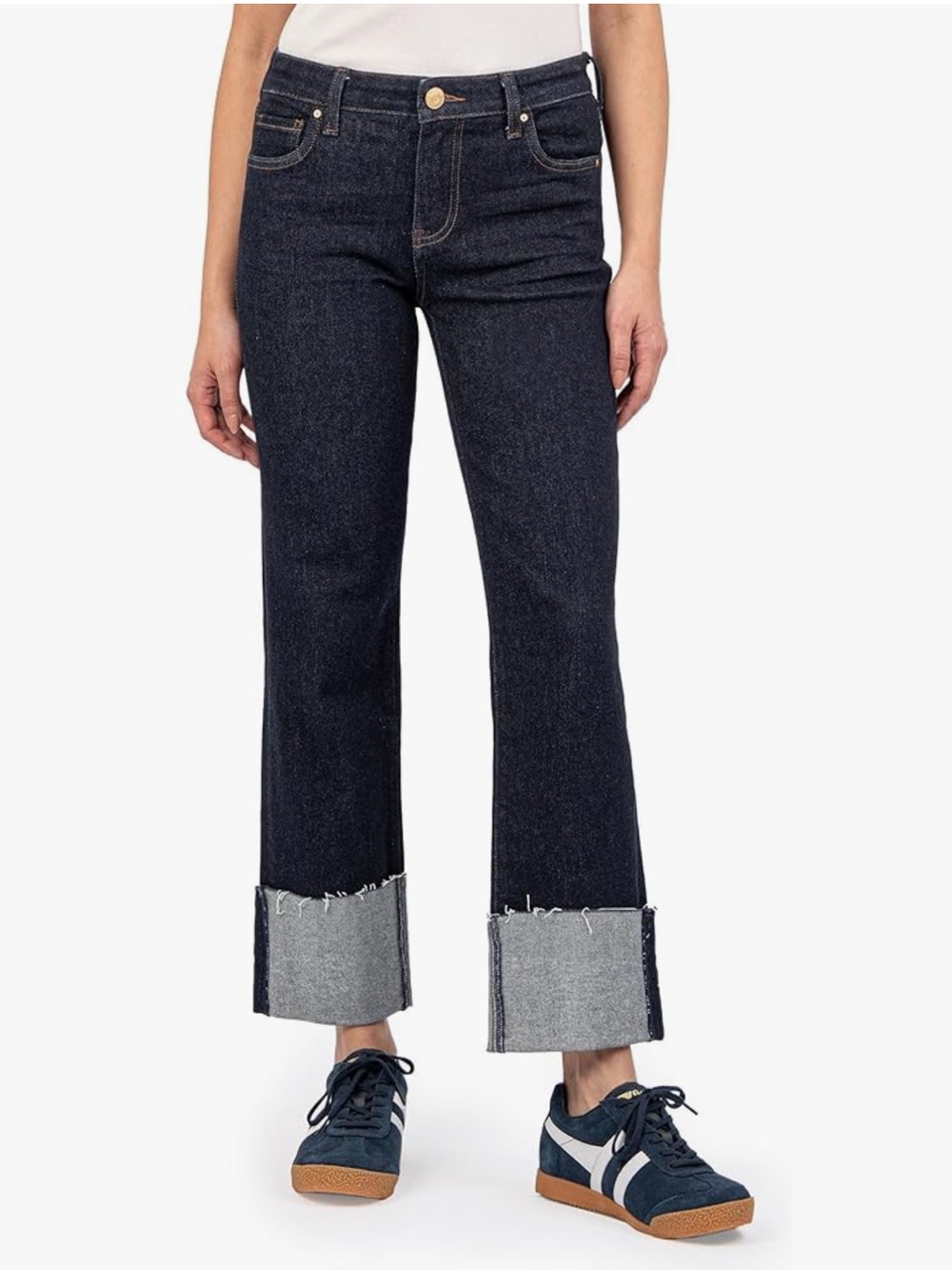 KUT FROM THE KLOTH Fay High-Rise Fab AB Straight Leg Cuffed Jeans